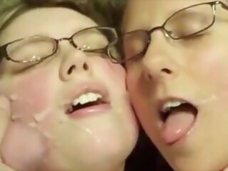 Chubby girlfriends kindly accept cum on their faces